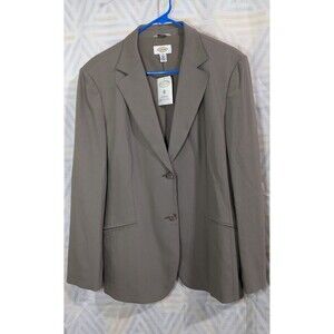 TALBOTS Womens 98% Wool Thin Flannel Blazer Jacket Gray Sz 16 $198